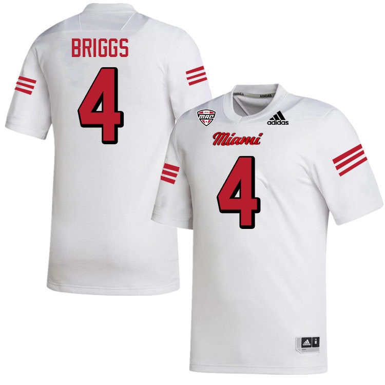 Miami University Redhawks #4 Connor Briggs College Football Jerseys Stitched-White